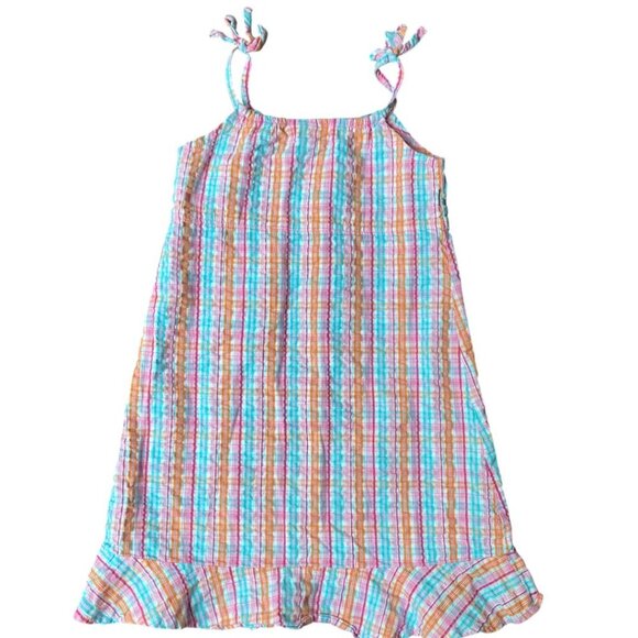 Vintage Y2K OshKosh B'gosh Plaid Ruffle Flower Sundress - Girls Size 5 - Picture 6 of 6